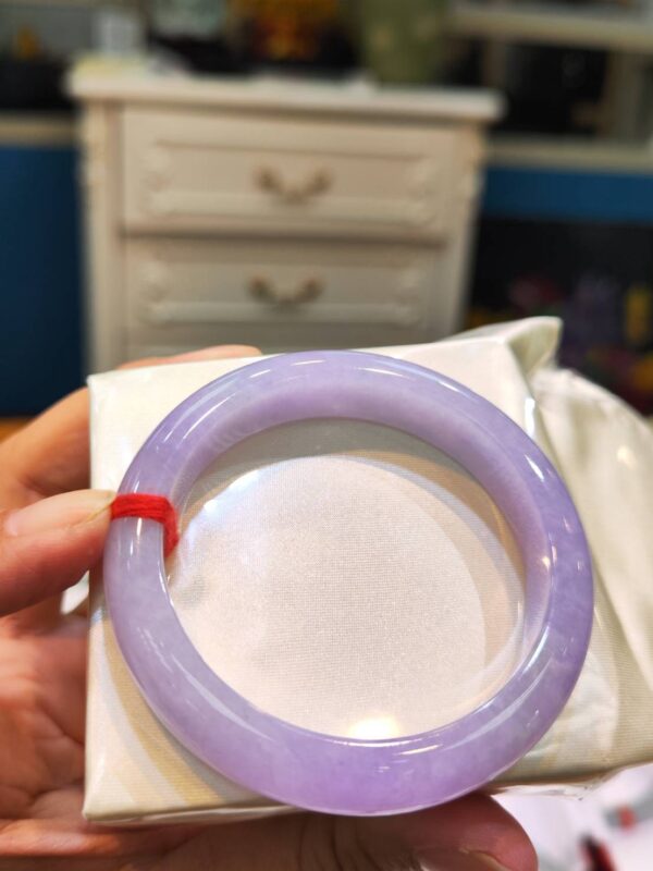🌸 濃豔粉紫羅蘭滿色正圈手鐲｜天然緬甸玉A貨 🌸