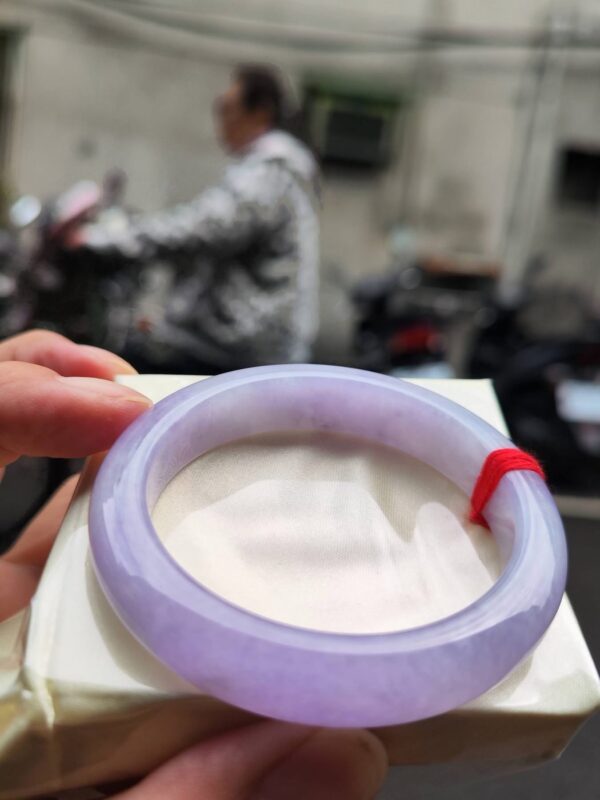 🌸 濃豔粉紫羅蘭滿色正圈手鐲｜天然緬甸玉A貨 🌸