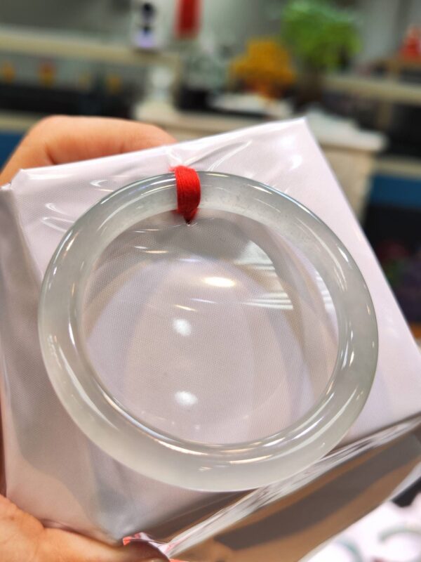 🌸  放光玻璃種白月光正圈手鐲  天然緬甸玉A貨 🌸