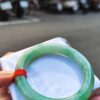 ✨天然緬甸玉A貨 ✨🔥滿陽綠正圈圓骨手鐲 🔥