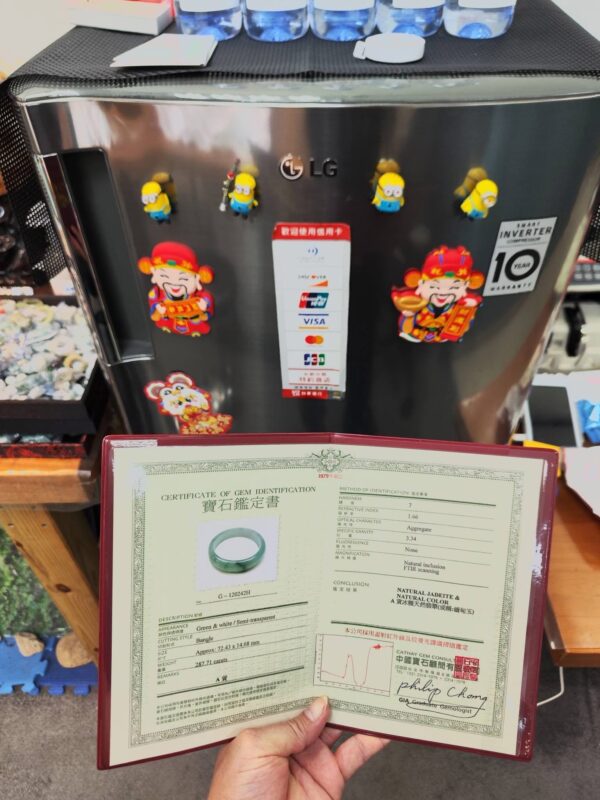 🌸  冰玻飄綠花正圈寬版手鐲  天然緬甸玉A貨 🌸