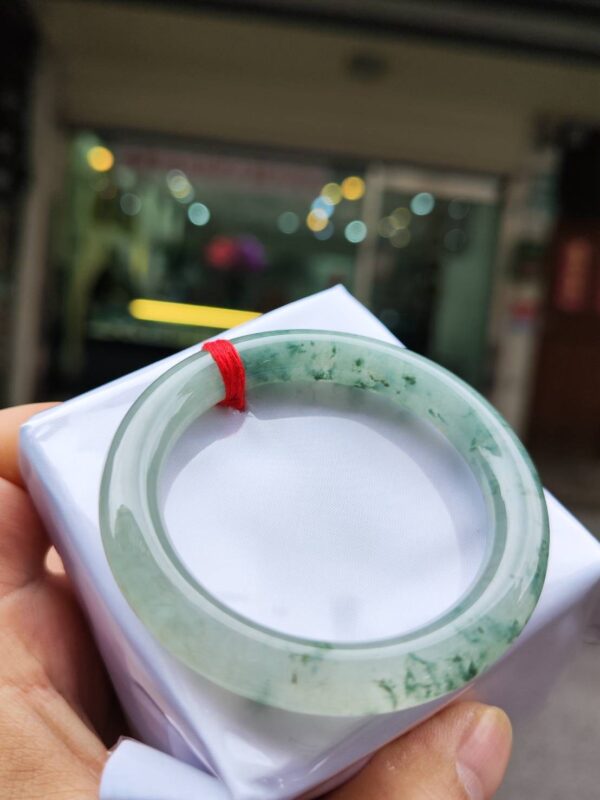 🌸  冰玻種飄花正圈圓骨手鐲  天然緬甸玉A貨 🌸