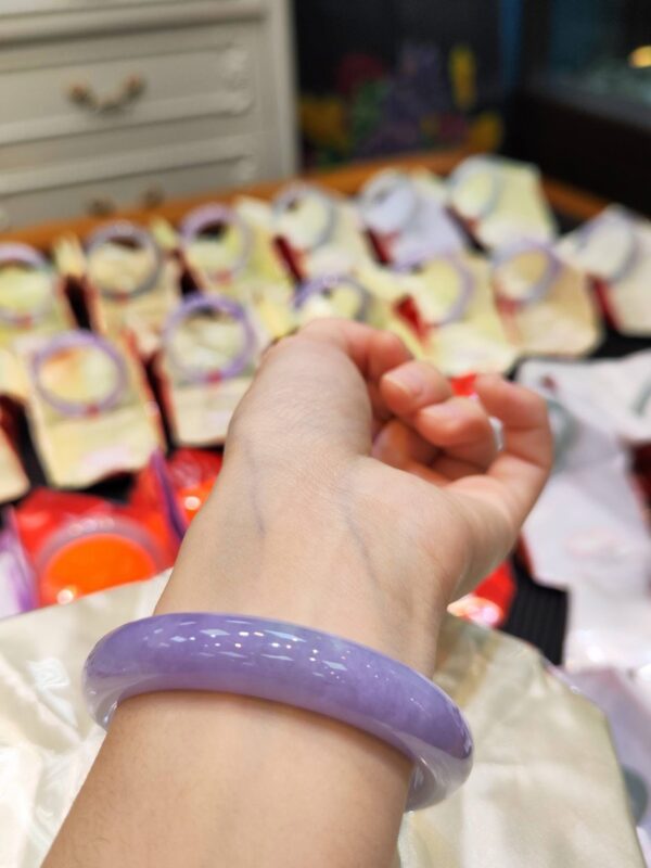 🌸滿色濃紫羅蘭正圈手鐲  天然緬甸玉A貨 🌸