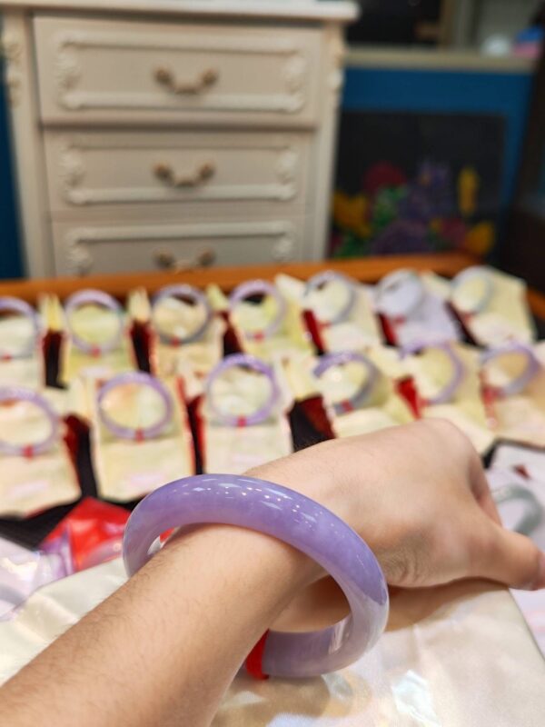 🌸滿色濃紫羅蘭正圈手鐲  天然緬甸玉A貨 🌸