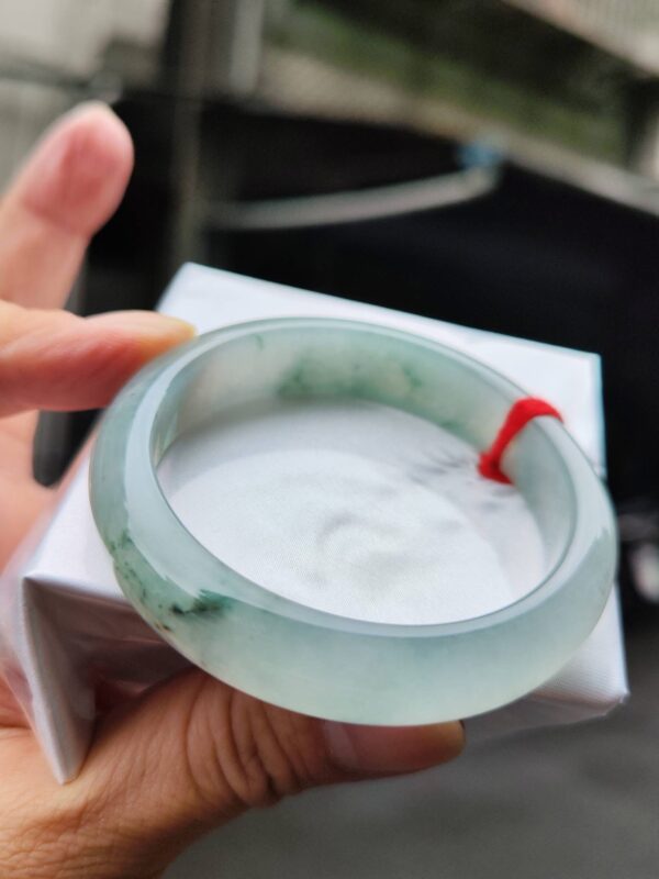 🌸  冰玻飄花正圈手鐲  天然緬甸玉A貨 🌸