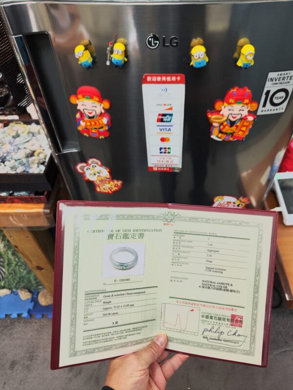 🌸  冰玻璃種飄綠花正圈手鐲  天然緬甸玉A貨 🌸