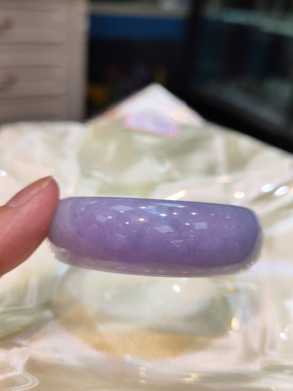 🌸 濃豔粉紫羅蘭寬版正圈手鐲｜天然緬甸玉A貨 🌸