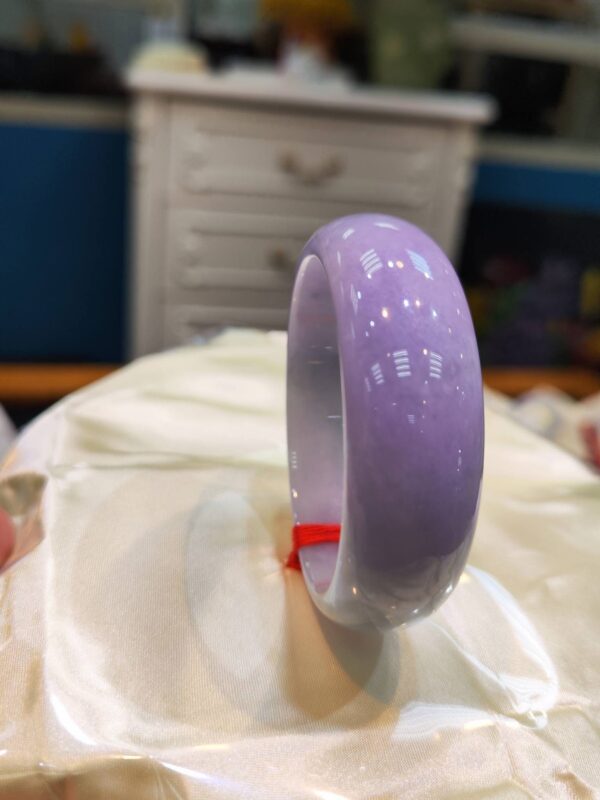 🌸 濃豔粉紫羅蘭寬版正圈手鐲｜天然緬甸玉A貨 🌸