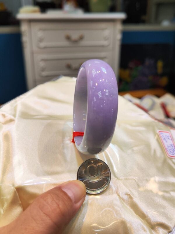 🌸 濃豔粉紫羅蘭寬版正圈手鐲｜天然緬甸玉A貨 🌸