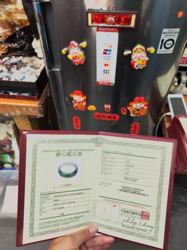 木拿場口 頂級放光玻璃種飄綠花 正圈厚庄手鐲