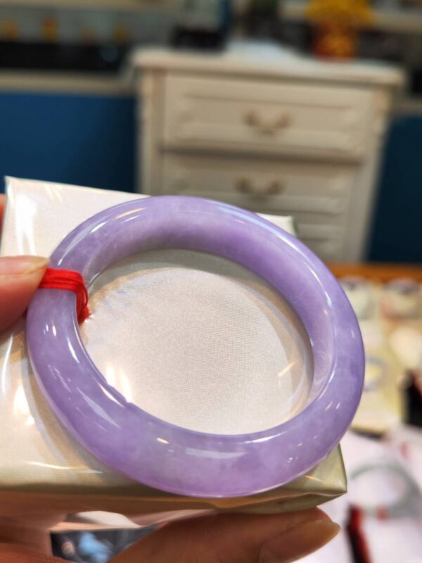 🌸 濃豔粉紫羅蘭正圈手鐲｜天然緬甸玉A貨 🌸