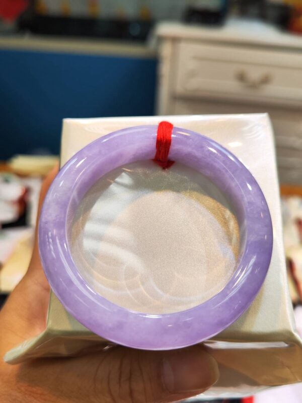 🌸 濃豔粉紫羅蘭正圈手鐲｜天然緬甸玉A貨 🌸
