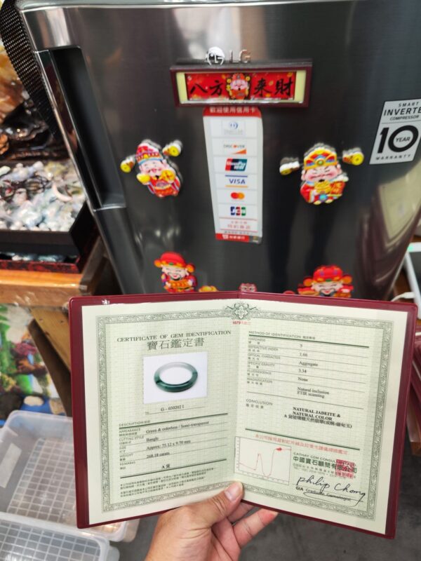 ✨ 木拿場口 頂級放光玻璃種圓骨飄綠花 正圈厚庄手鐲