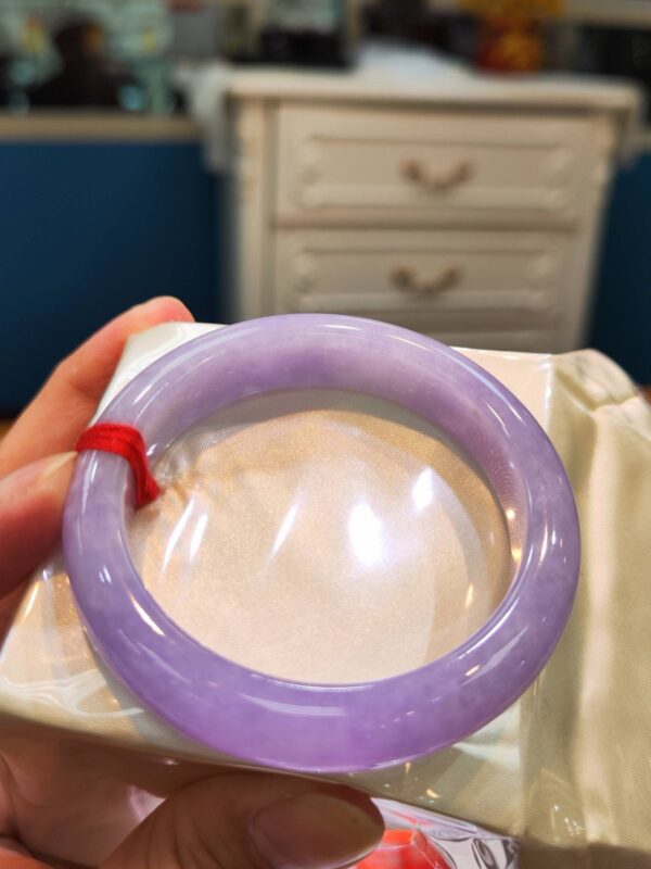 🌸 濃豔粉紫羅蘭正圈手鐲｜天然緬甸玉A貨 🌸