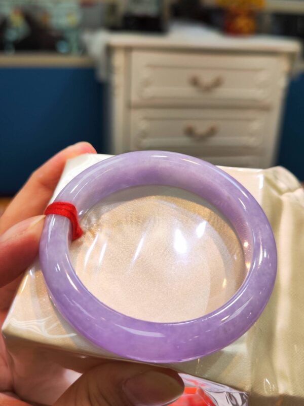 🌸 濃豔粉紫羅蘭正圈手鐲｜天然緬甸玉A貨 🌸