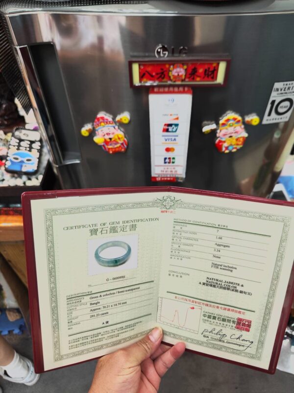 ✨ 木拿場口 頂級放光玻璃種飄綠花 正圈寬版手鐲