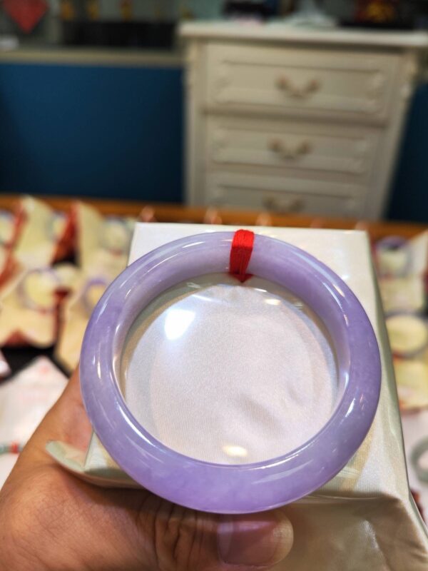 🌸 濃豔粉紫羅蘭正圈手鐲｜天然緬甸玉A貨 🌸