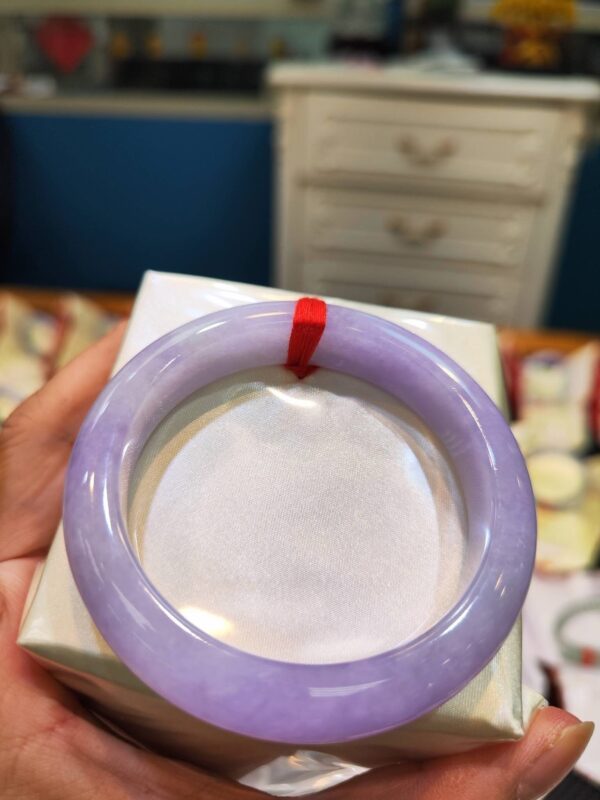 🌸 濃豔粉紫羅蘭正圈手鐲｜天然緬甸玉A貨 🌸