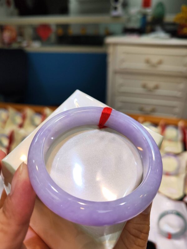 🌸 濃豔粉紫羅蘭正圈手鐲｜天然緬甸玉A貨 🌸