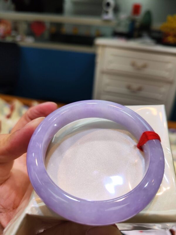 🌸 濃豔粉紫羅蘭正圈手鐲｜天然緬甸玉A貨 🌸