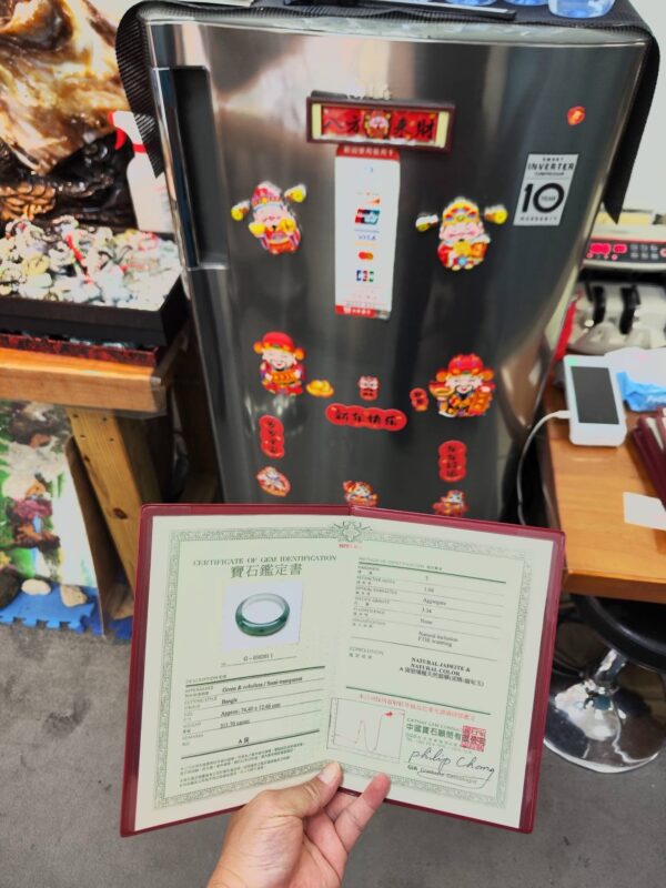 ✨ 木拿場口 頂級放光玻璃種飄綠花 正圈厚庄手鐲