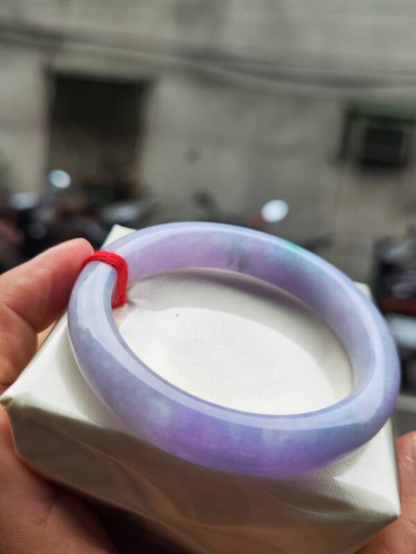 🌸 粉紫羅蘭春彩正圈手鐲｜天然緬甸玉A貨 🌸