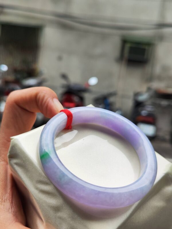 🌸 粉紫羅蘭春彩正圈手鐲｜天然緬甸玉A貨 🌸