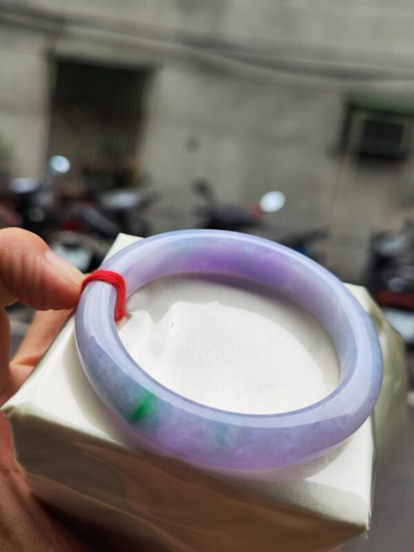 🌸 粉紫羅蘭春彩正圈手鐲｜天然緬甸玉A貨 🌸