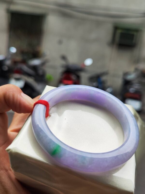 🌸 粉紫羅蘭春彩正圈手鐲｜天然緬甸玉A貨 🌸
