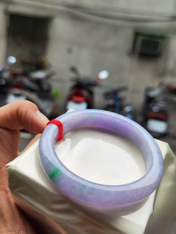 🌸 粉紫羅蘭春彩正圈手鐲｜天然緬甸玉A貨 🌸