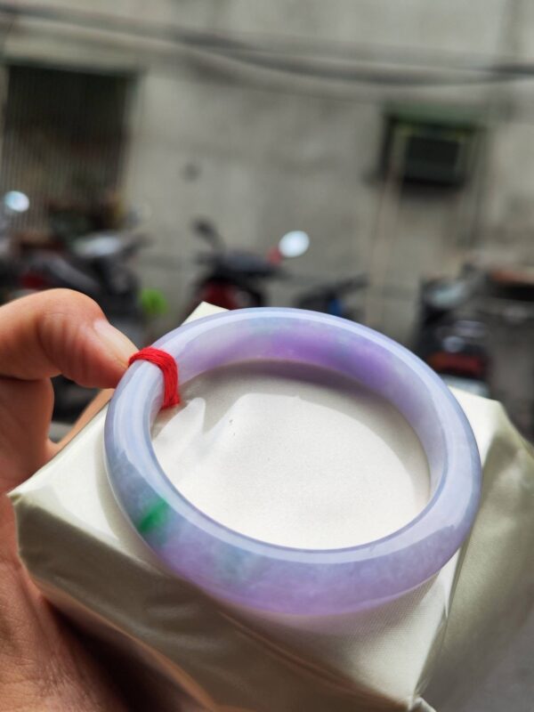 🌸 粉紫羅蘭春彩正圈手鐲｜天然緬甸玉A貨 🌸