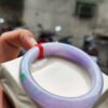 🌸 粉紫羅蘭春彩正圈手鐲｜天然緬甸玉A貨 🌸
