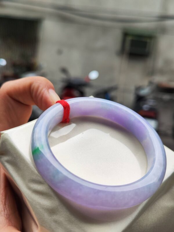 🌸 粉紫羅蘭春彩正圈手鐲｜天然緬甸玉A貨 🌸