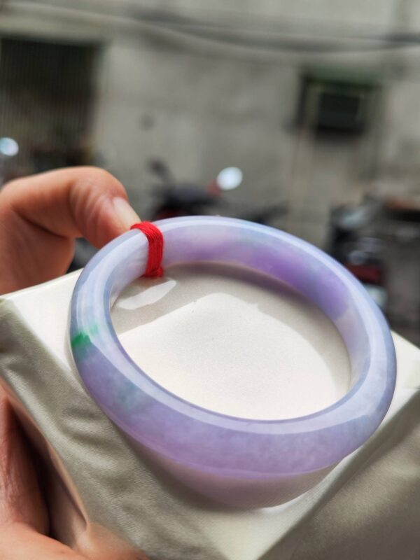 🌸 粉紫羅蘭春彩正圈手鐲｜天然緬甸玉A貨 🌸