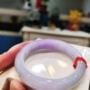 🌸 濃豔粉紫羅蘭正圈手鐲｜天然緬甸玉A貨 🌸