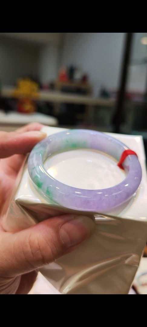 🌸 濃豔粉紫羅蘭春彩正圈手鐲｜天然緬甸玉A貨 🌸