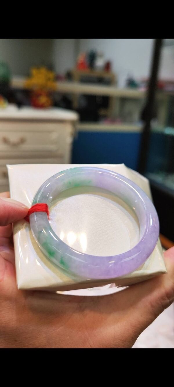 🌸 濃豔粉紫羅蘭春彩正圈手鐲｜天然緬甸玉A貨 🌸