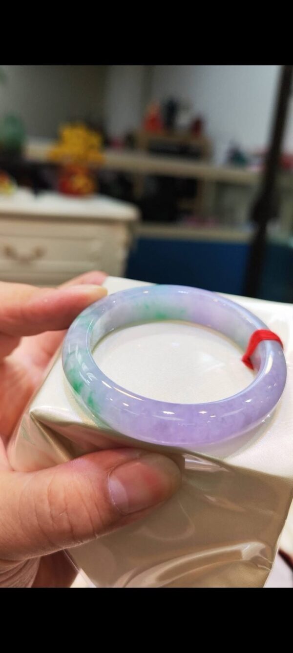 🌸 濃豔粉紫羅蘭春彩正圈手鐲｜天然緬甸玉A貨 🌸