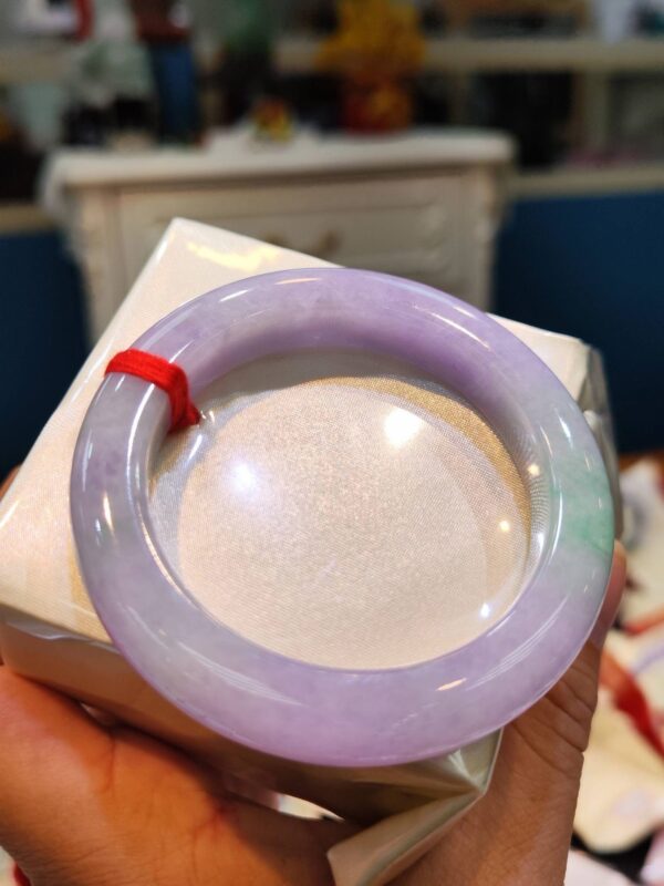 🌸 濃豔粉紫羅蘭春彩正圈手鐲｜天然緬甸玉A貨 🌸