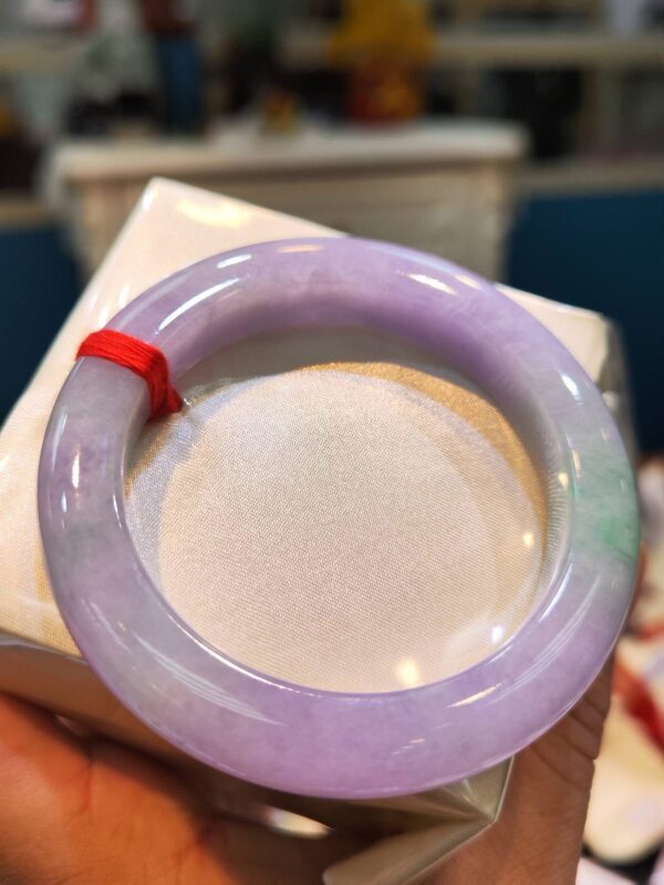 🌸 濃豔粉紫羅蘭春彩正圈手鐲｜天然緬甸玉A貨 🌸