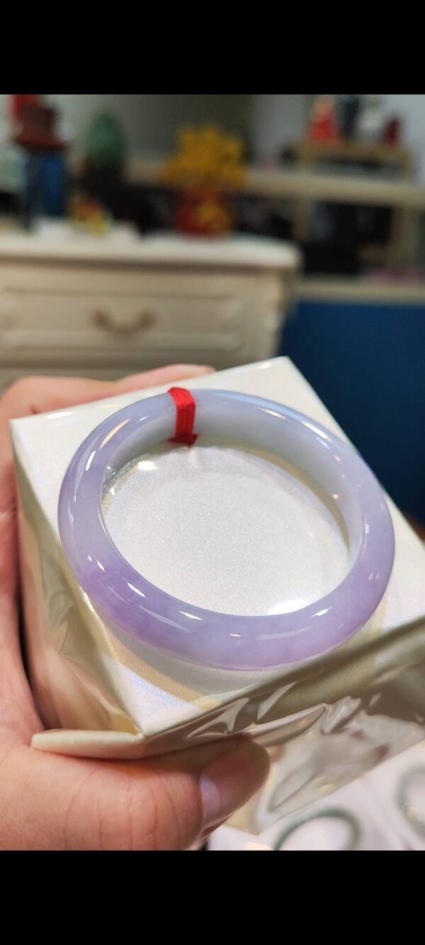 🌸 濃豔粉紫羅蘭正圈手鐲｜天然緬甸玉A貨 🌸