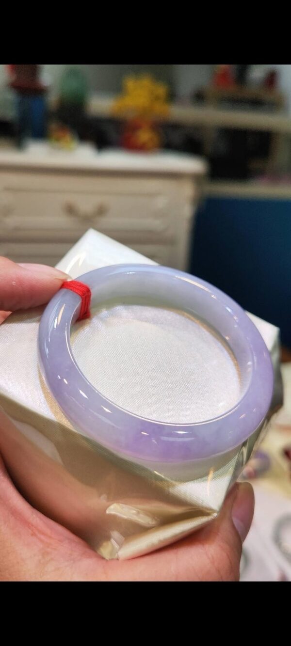 🌸 濃豔粉紫羅蘭正圈手鐲｜天然緬甸玉A貨 🌸
