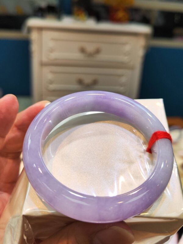 🌸 粉紫羅蘭正圈手鐲｜天然緬甸玉A貨 🌸