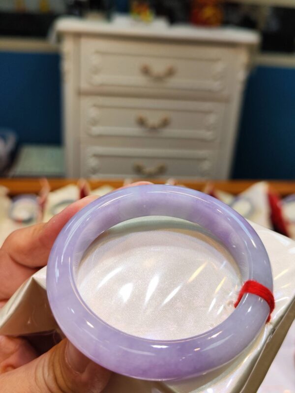 🌸 粉紫羅蘭正圈手鐲｜天然緬甸玉A貨 🌸