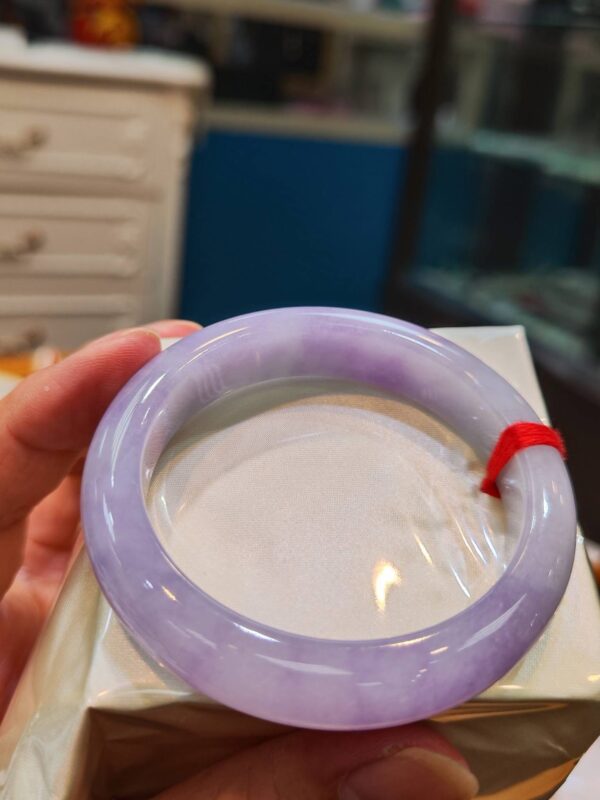 🌸 粉紫羅蘭正圈手鐲｜天然緬甸玉A貨 🌸