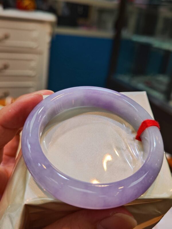 🌸 粉紫羅蘭正圈手鐲｜天然緬甸玉A貨 🌸