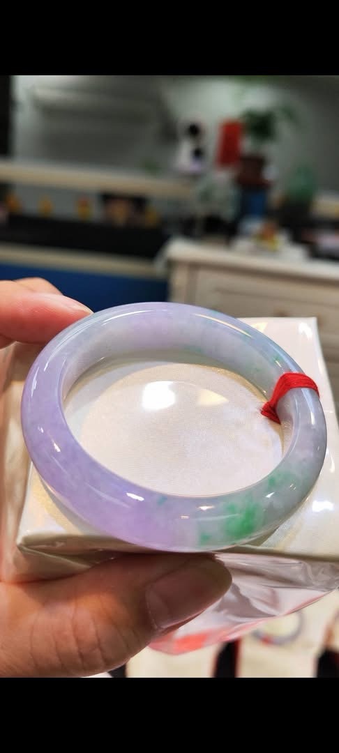 🌸 濃豔粉紫羅蘭春彩正圈手鐲｜天然緬甸玉A貨 🌸