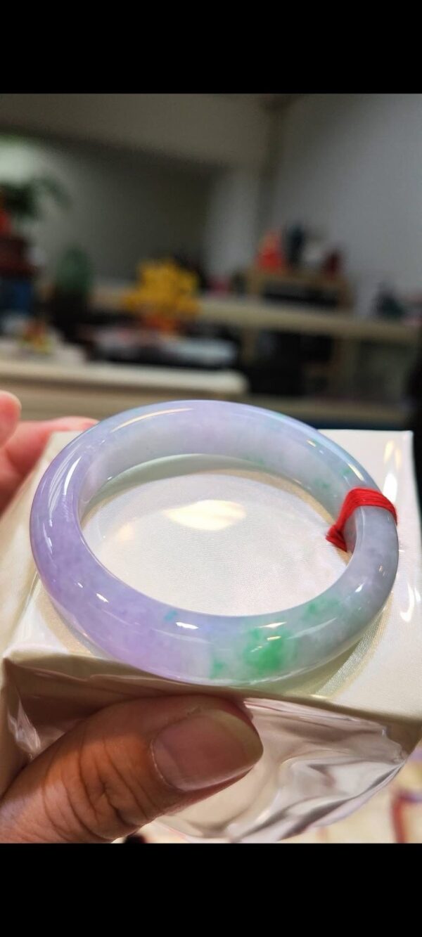 🌸 濃豔粉紫羅蘭春彩正圈手鐲｜天然緬甸玉A貨 🌸