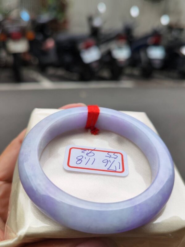 🌸 濃豔粉紫羅蘭正圈手鐲｜天然緬甸玉A貨 🌸