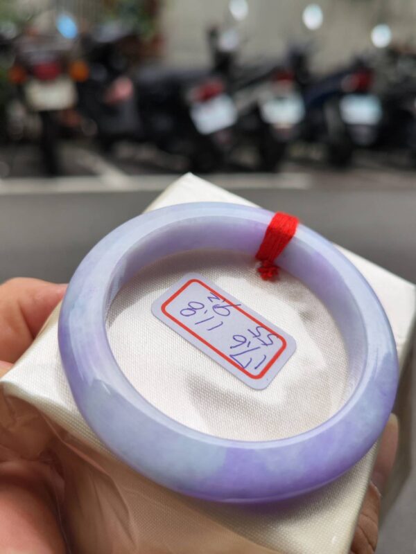 🌸 濃豔粉紫羅蘭正圈手鐲｜天然緬甸玉A貨 🌸